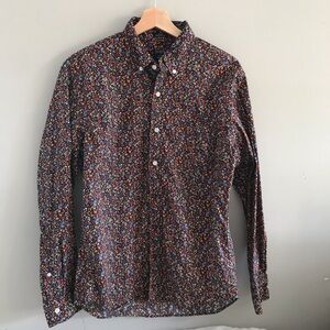 J. Crew Floral Dark Flex Washed Slim Untucked Button Down Shirt